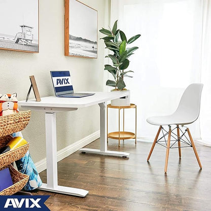 AVIX Whole Piece Electric Standing Desk, 48 x 24 Inches Height Adjustable Desk, Sit Stand Desk Home Office Desks, White