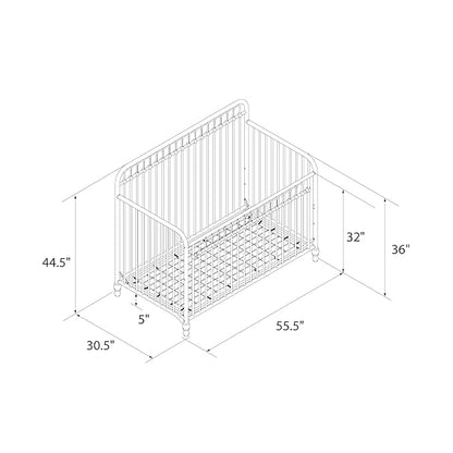 Little Seeds Ivy 3-in-1 Convertible Metal Crib, Dove Gray