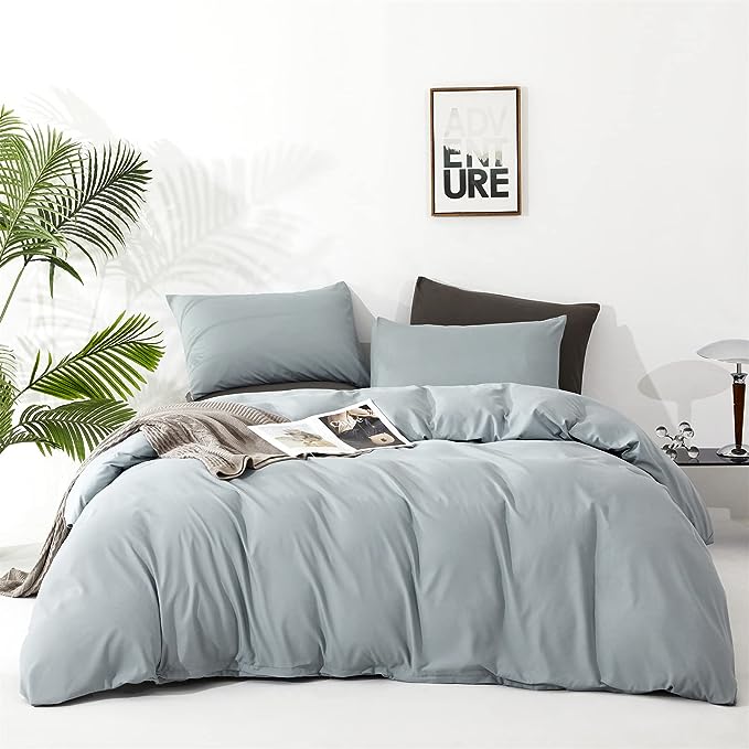 Dusty Blue Comforter Set Twin Size Solid Blue Comforter 3 Pieces Blue Color Twin Comforter Bedding Set Girls Pure Blue Twin Bed Comforter Set All Season as Gift