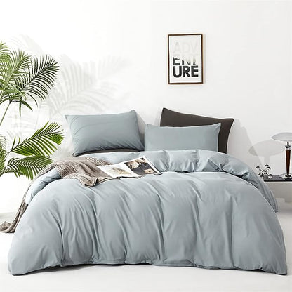Dusty Blue Comforter Set Twin Size Solid Blue Comforter 3 Pieces Blue Color Twin Comforter Bedding Set Girls Pure Blue Twin Bed Comforter Set All Season as Gift