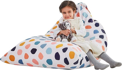 Nobildonna Stuffed Animal Storage Bean Bag for Kids (No Filler), Extra Large 250L Bean Bag Chair Cover Only, Washable Beanbag Without Filling Soft Premium Canvas Stuffable Bean Bag Cover (Pebble)