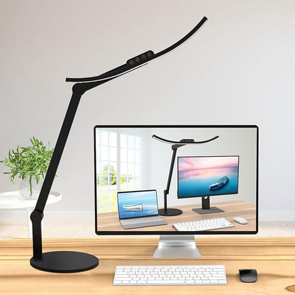 Led Desk Lamp for Home Office, Architect Curved Desk Lamp with Base Bright 1000LM Adjustable Desk Light Dimmable Touch Tall Table Light with 3 Rotatable Joints for Computer Workbench