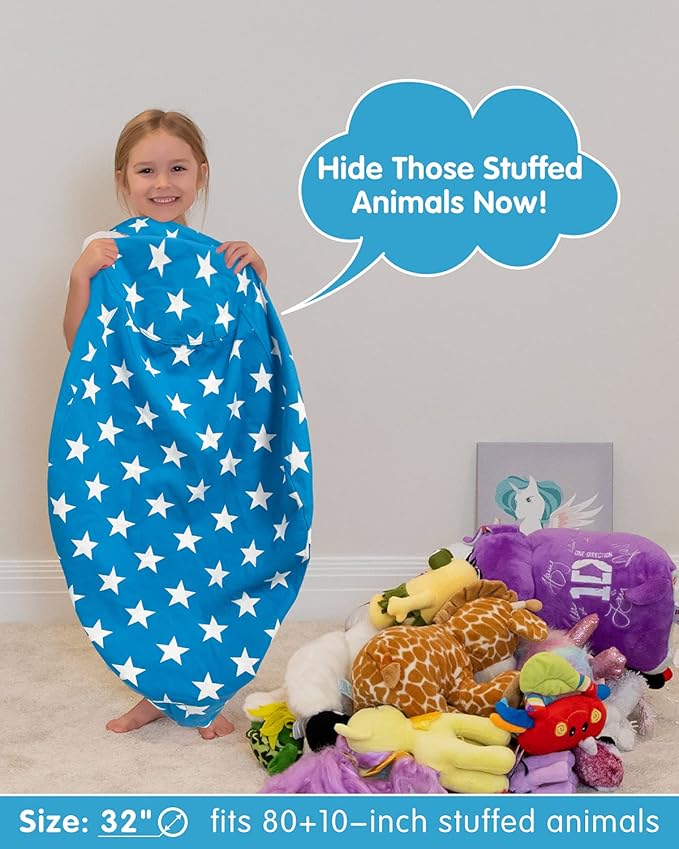 Aubliss Stuffed Animal Bean Bag Storage Chair (Blue Star, Medium (32''))