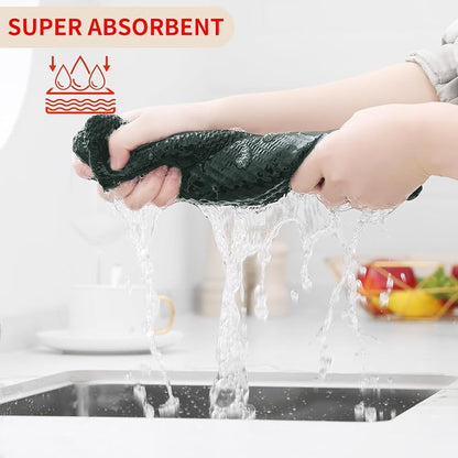 Homaxy 100% Cotton Waffle Weave Kitchen Dish Towels 24-Pack, Blackish Green | 13 x 28 Inches, Ultra Soft Absorbent Dish Towels, Quick Drying Cleaning Towels