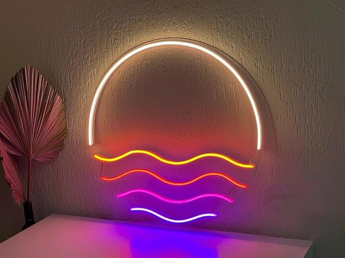 LED Decorative Lights USB Mountains Sunrise Sunset Led Neon Signs Home Decoration Wall Art Holiday Gift Brightness Adjustable 15''x15''