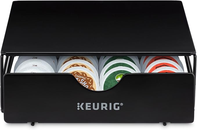 Keurig K-Elite Single-Serve K-Cup Pod Coffee Maker, Brushed Slate, 12 oz. Brew Size & Slim Non-Rolling Storage Drawer, Coffee Pod Storage, Holds up to 24 K-Cup Pods, Black
