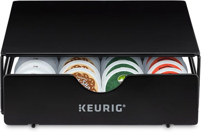 Keurig K-Elite Single-Serve K-Cup Pod Coffee Maker, Brushed Slate, 12 oz. Brew Size & Slim Non-Rolling Storage Drawer, Coffee Pod Storage, Holds up to 24 K-Cup Pods, Black