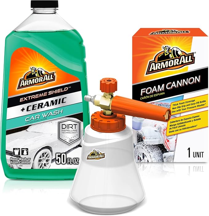 Armor All Car Wash Kit, Foam Cannon Extreme Shield Ceramic, Soap and Sprayer for Pressure Washer - 50 OZ