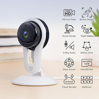 Geeni Smart Wi-Fi Security Camera with Night Vision: 1080p HD Indoor Surveillance, Motion Detection, Two-Way Audio & Alexa Compatible