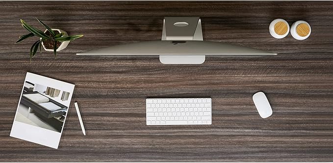 Kaboon Universal Tabletop 55"x23.62" Solid One-Piece Melamine Table Top, Double Desk L-Desk DIY, Home and Office Countertop,Eucalyptus/Dark Walnut