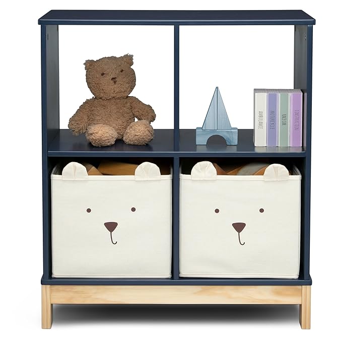 Delta Children babyGap Charlie 6-in-1 Convertible Crib + Brannan Bear Bookcase with Bins + Brannan Bear Wall Shelf with 4 Hooks, Navy (Bundle)