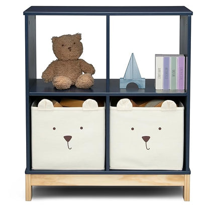 Delta Children babyGap Graham 4-in-1 Convertible Crib with Storage Drawer + Brannan Bear Bookcase with Bins + Brannan Bear Wall Shelf with 4 Hooks, Navy/Light Blue (Bundle)