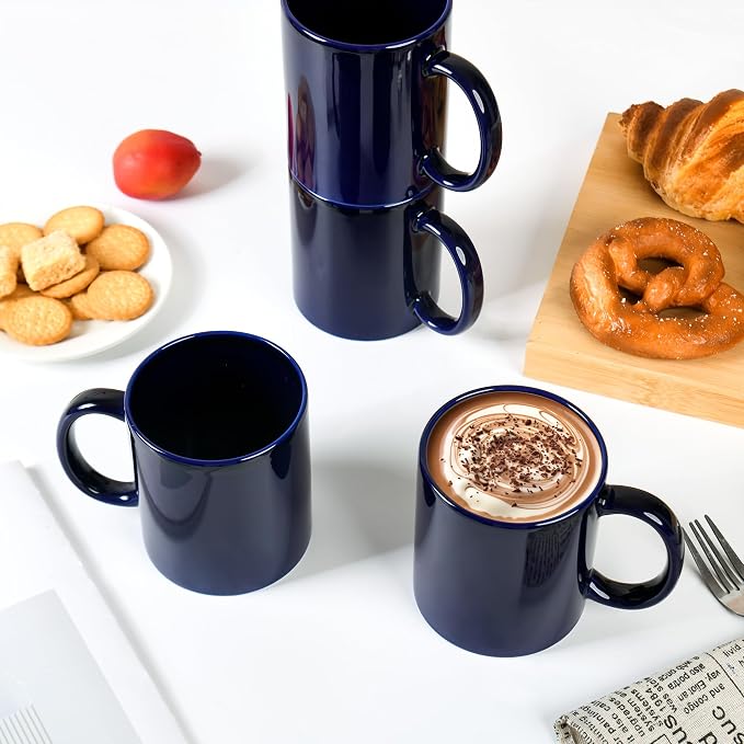 BYCNZB 12oz coffee mug set of 6 Coffee Mugs for Coffee, Tea, Cocoa, Milk（cobalto）