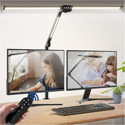 Desk Lamps for Home Office,3 Light Bars LED 4 Color Modes & 5 Brightness Table Lamp,24W Auto Off Timer Memory Function Drafting Desk Light with Clamp,Eye-Friendly Workbench Architect