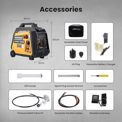 MaXpeedingrods 3500 Watt Dual Fuel Inverter Generator, Remote/Electric Start, Gas and Propane Powered for Home Backup Power, Outdoor Camping, RV Ready, EPA Compliant, Digital Display