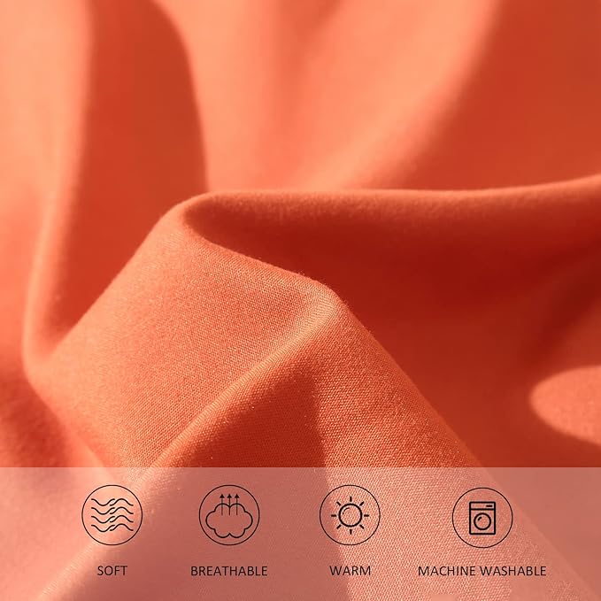 Terracotta Comforter for Queen Size Bed, Full Aesthetic Modern Burnt Orange Bedding Set for Women, Cute Soft & Lightweight Chic Microfiber Bed Sets, 3 pcs-1 Comforter & 2 Pillowcases (90“x90”)