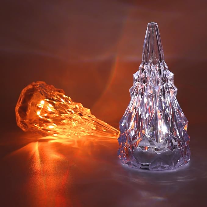 Iceberg Shape Crystal Lamp Table Night Light, Amber Yellow White 3 Colors Touch Control USB Rechargeable Small Bedside Lights Lovely Gifts for Home Bedroom Decor