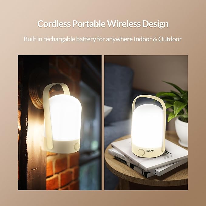 Table Lamp Rechargeable LED Desk Lamp Stepless Dimmer Bedside Table Lamp for Bedroom and Office, Portable Table Lamp for Outdoor & Camping, 360° Eye-Care Lighting & Portable Handle Long-Lasting