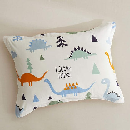 Joyreap 3pcs Cotton Comforter Set for Kids, Dinosaur Twin Size Cotton Bedding Comforter for Boys Girls, White n Orange Reversible Design, Soft n Cozy Comforter for All Season- 68x88 inches