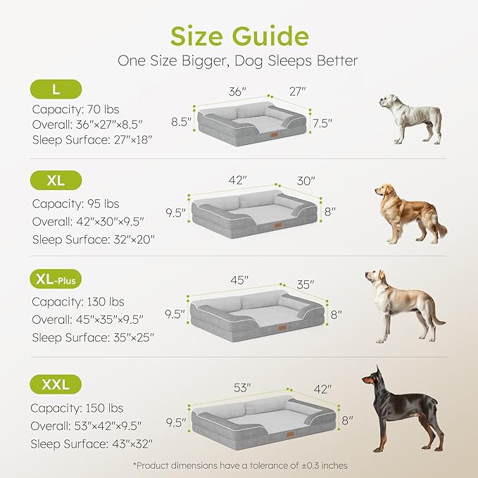 Jumbo Extra-Large Dog Bed, Orthopedic Gel Memory Foam, Waterproof with Removable Cover, 45" Dutch Velvet Sofa - Light Gray