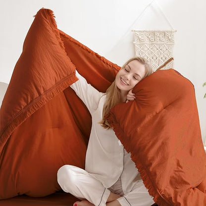 Andency California King Comforter Set Burnt Orange - 3 Pieces Cal King Boho Terracotta Lightweight Bedding Comforter Sets, Oversized All Season Soft Bed Set (104x96In Comforter & 2 Pillowcases)