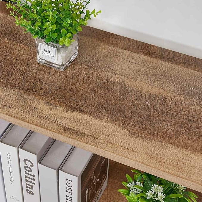 BON AUGURE Industrial 3 Tier Bookshelf, Rustic Small Book Shelves for Small Spaces, Short Wood Metal Etagere Bookcase for Living Room, Bedroom and Office (Vintage Oak)