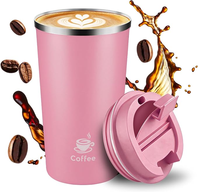 17oz Travel Coffee Mug ,Leakproof Vacuum Coffee Cup Insulated Tumbler | 304 Stainless Steel, Double-Wall Vacuum Insulated, Leakproof, Fits Hot & Cold Drinks Car Cup Holders, Travel, Office