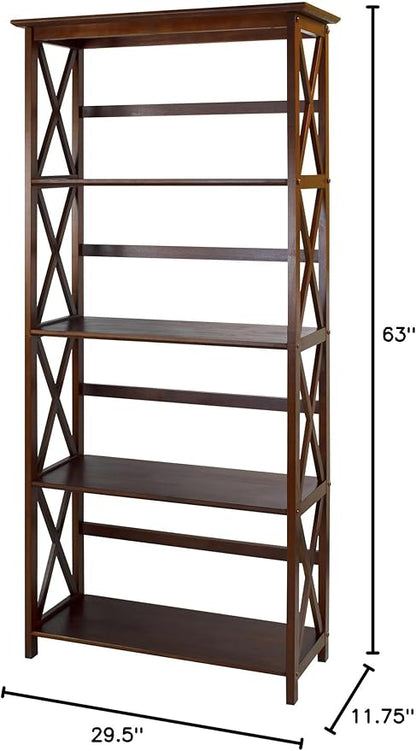 Casual Home Montego 5-Shelf Bookcase, Walnut (New)