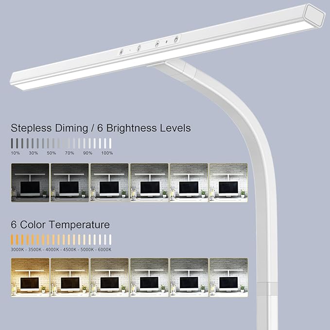 EppieBasic LED Desk Lamp, 24W Architect Clamp Task Table Lamp, Office Desk Lamp Super Bright Extra Wide Area Drafting Work Light,6 Color Modes and Stepless Dimming for Workbench, Reading, Monitor