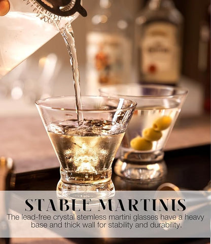 Martini Glasses Set of 4, 8oz Coupe Cocktail Glasses for Margarita | Manhattan, Cosmopolitan, Espresso, Home Bar, Evening Parties, Birthdays, Housewarming Gift