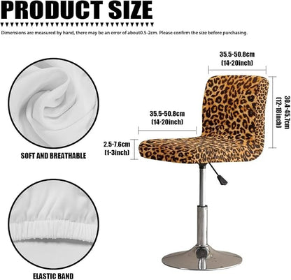 Leopard Brown Barstools Covers with Backs,2 Pack Durable Barstool Covers Bar Stool Covers,Washable Elastic Stool Cushion Cover Swivel Barstool Covers Slipcovers for Low Short Back
