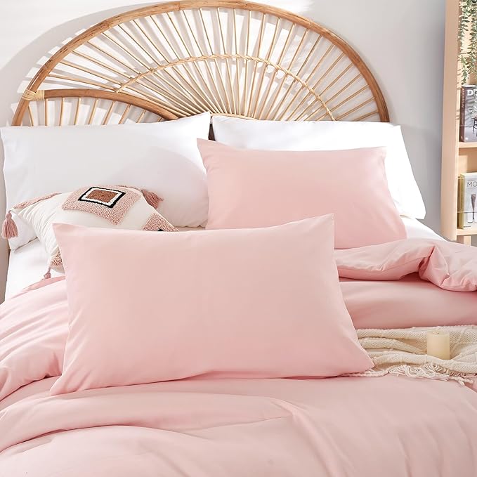 Blush Pink Full Bed Comforter Set Full Size Comforter Modern 3PCS Microfiber Full Size Comforter Sets for All Season Comforter for Women and Girls Soft Lightweight Bed Comforter Set