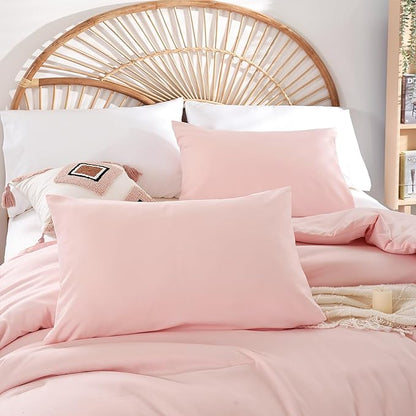 Queen Size Comforter Set Pink Comforter Modern Bedding Comforter Set for All Season Soft Lightweight Microfiber Girls Women Comforter Set (1 Blush Comforter, 2 Pillowcases)
