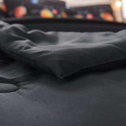 6 Pcs Outer Space Bedding Set Twin Solar System Comforter Set Universe Planets Theme Comforter for Boys Kids Ultra-Soft (1 Comforter, 2 Pillowcases, 1 Flat Sheet, 1 Fitted Sheet,1 Pillowcover)