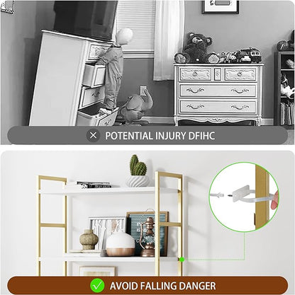 Shintenchi 5 Tiers Bookshelf, Classically Tall Bookcase Shelf,Industrial Book Rack,Modern Book Holder in Bedroom/Living Room/Home/Office, Storage Rack Shelves for Books/Movies,Gold