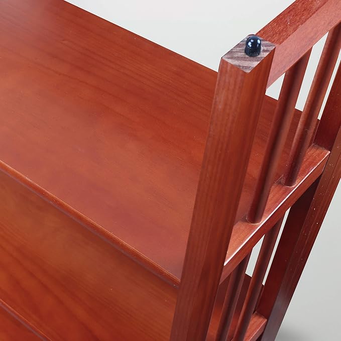 Casual Home 3-Shelf 27.5" Wide Folding Stackable Bookcase, Mahogany (New)