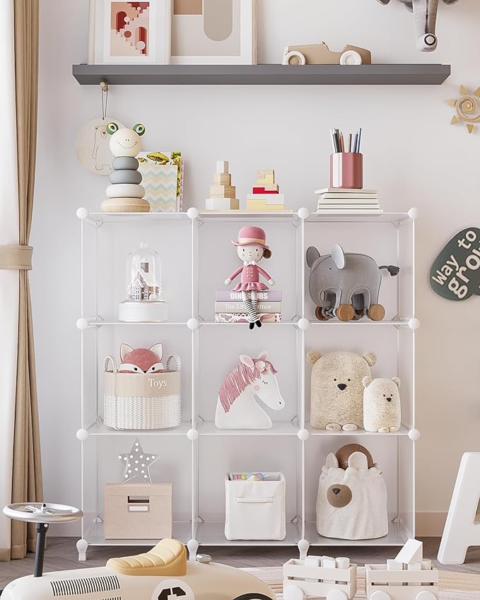 FUNLAX Cube Storage, 6 Storage Cubes Closet Organizers and Storage Portable Cube Storage Organizer Plastic Bookshelf Bookcase for Study Room, Bedroom, Office, White