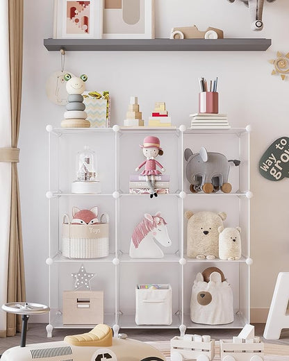 FUNLAX Cube Storage, 6 Storage Cubes Closet Organizers and Storage Portable Cube Storage Organizer Plastic Bookshelf Bookcase for Study Room, Bedroom, Office, White