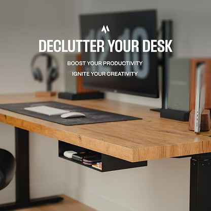 Under Desk Storage Shelf, Under Desk Tray, Carbon Steel Under Shelf Storage, Under The Desk Storage Small Shelf For Desk, Under Table Storage, Gaming Desk Accessories - 7.5 * 8 * 2.8 in