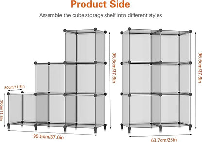 HOMIDEC 6-Cube Light Grey Cube Storage Organizer, Modular Storage Shelf with Hammer, Bin Cabinet Closet Bookshelf for Living Room, Bedroom, Office, Each Cube Size 11.8 x 11.8 inch