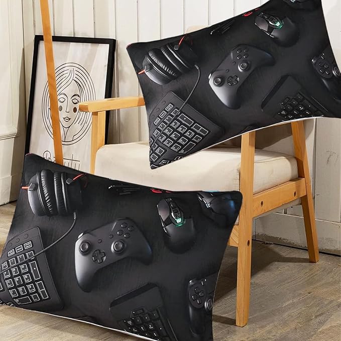 Gamer Comforter Set Twin Size for Boys Kids 3D Gaming Microfiber Quilts Black Video Game Bedding Sets Room Decor Gaming Bedding Set All Season for Game Lovers(Color 1,Twin)