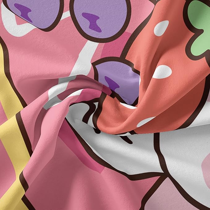 Kawaii Bear Comforter King,Pink Bear Comforter Set for Kids Teens Girls,3Pcs Bedding Set Printed Comforter with 2 Pillowcases,Down Alternative,Soft and Lightweight，King Size