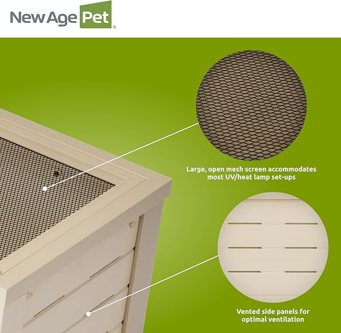 New Age Pet ECOFLEX 24-Inch Mojave Reptile Lounge in Maple - Durable Wood Plastic Composite Habitat with Ventilated Side Panels, Removable Sliding Glass Doors, and Mesh Screen Top