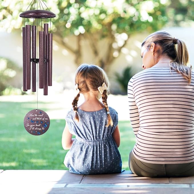 ASTARIN Memorial Butterfly Deep Tone Wind Chimes Personalized, Sympathy Remembrance Gifts for Loss of Mom Dad, Bereavement Gifts for Condolence Funeral, Garden Decoration
