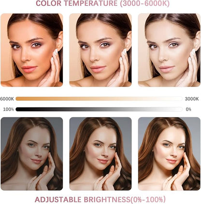 mcwdoit ech, Half Moon Desk Lamp for Lash Eyelash Extensions, Manicure, Tattoo, Eyebrows, Adjustable Brightness 3 Color Temperature 3000k‑6500k