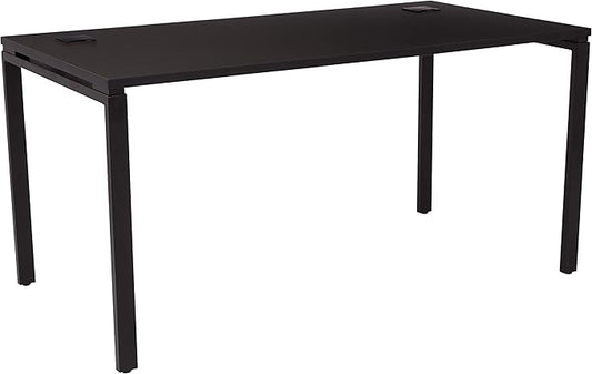 OSP Home Furnishings 60” Writing Desk with Black Laminate Top & Black Finish Metal Legs, 60