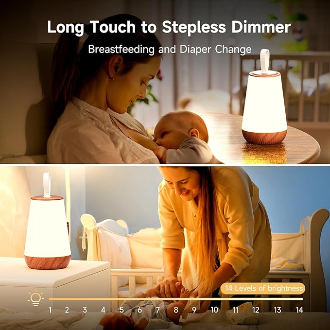 Dimmable Night Light Touch Lamp for Bedroom Rechargeable Remote Bedside Lamp Portable Hanging Table Lamp Changeable Warm White Light Perfect Toy Gift for Kids Adults