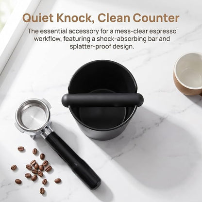 Coffee Knock Box, Espresso Dump Bin, Coffee Bin, 4.8 Inch Espresso Knock Box Shock-Absorbent Durable Barista Style with Removable Knock Bar and Non-Slip Base(Round) | Ailelan Coffee Knock Box, Espresso Dump Bin, Coffee Bin, 4.8 Inch Espresso Knock Box ...