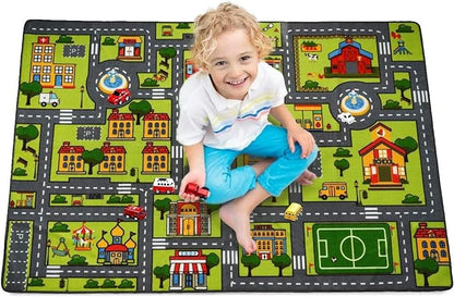 Zareas 4x6 FT Kids Area Rug Playmat Car Rug for Playroom, Children's Educational City Traffic Road Map Fun Carpet, Kids Baby Play Room Rug, City Pretend Play for Ages 3-12 Years Old, 48''x72''