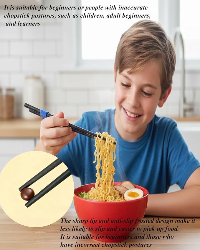 5 Pairs Reusable Training Chopsticks, 9.45 Inch Dishwasher Safe Fiberglass Japanese Training Chopsticks for Beginner, Non-Slip, Easy to Use(colorful)
